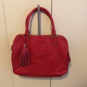 Tory Burch Red Thea Triple Zip Satchel